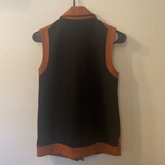 Mural leather/fabric vest with two zippers size XS - Picture 3 of 4